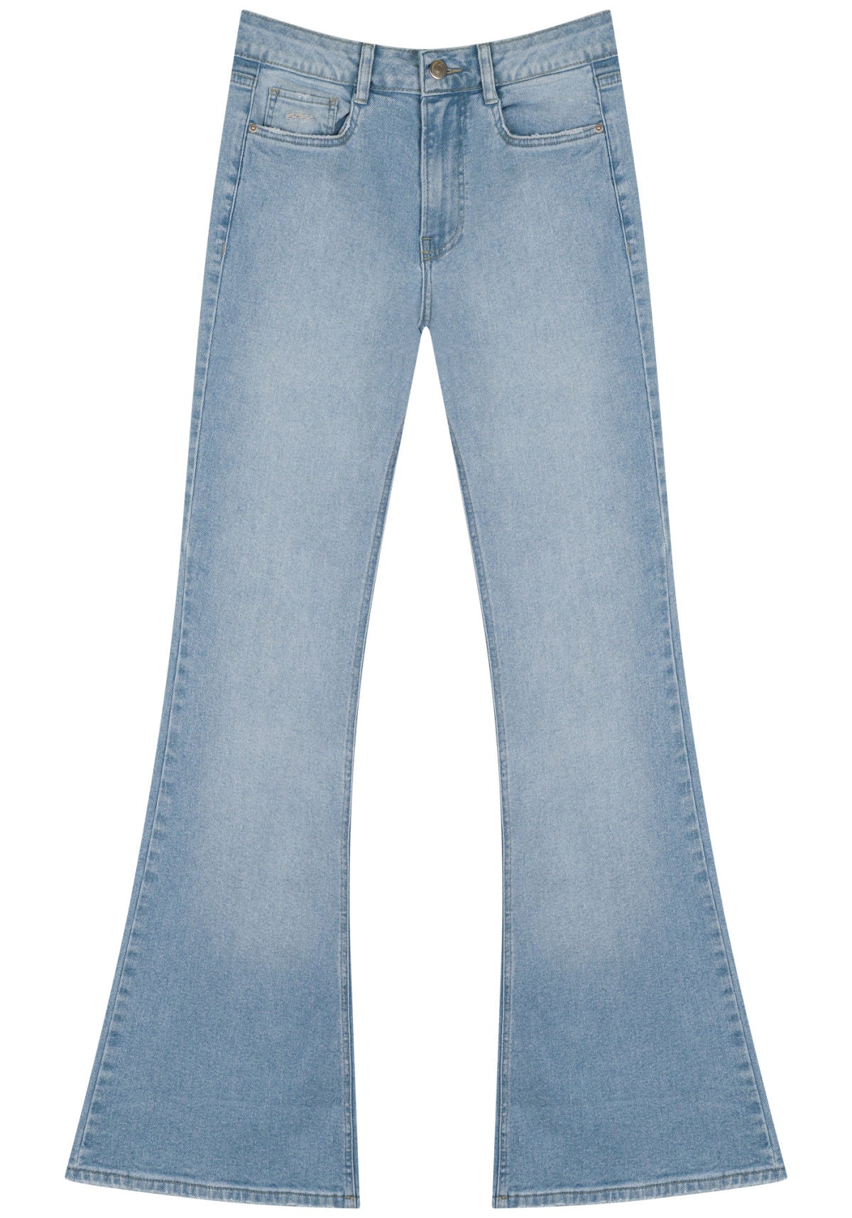Calça Jeans Flare Com Cintura Alta E Elastano