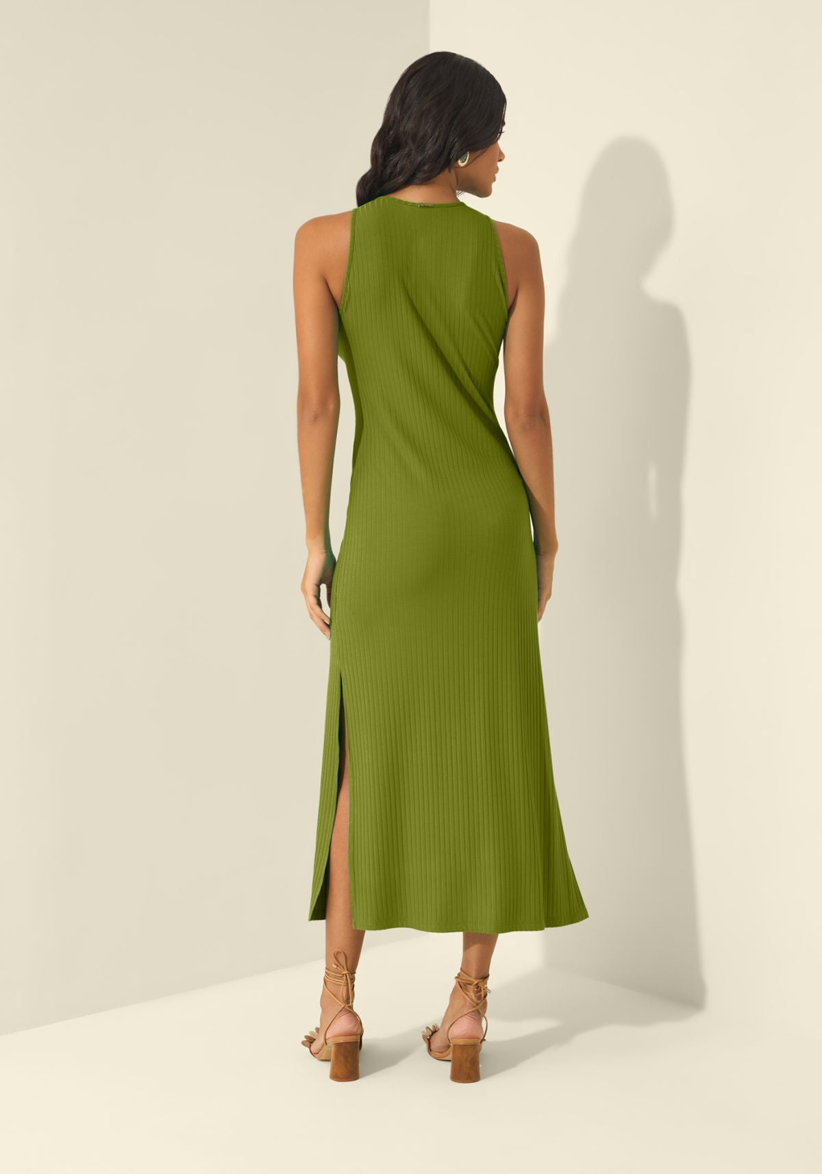 Vestido Chá Com Fenda Em Malha Lez A Lez Feminino 3569E
