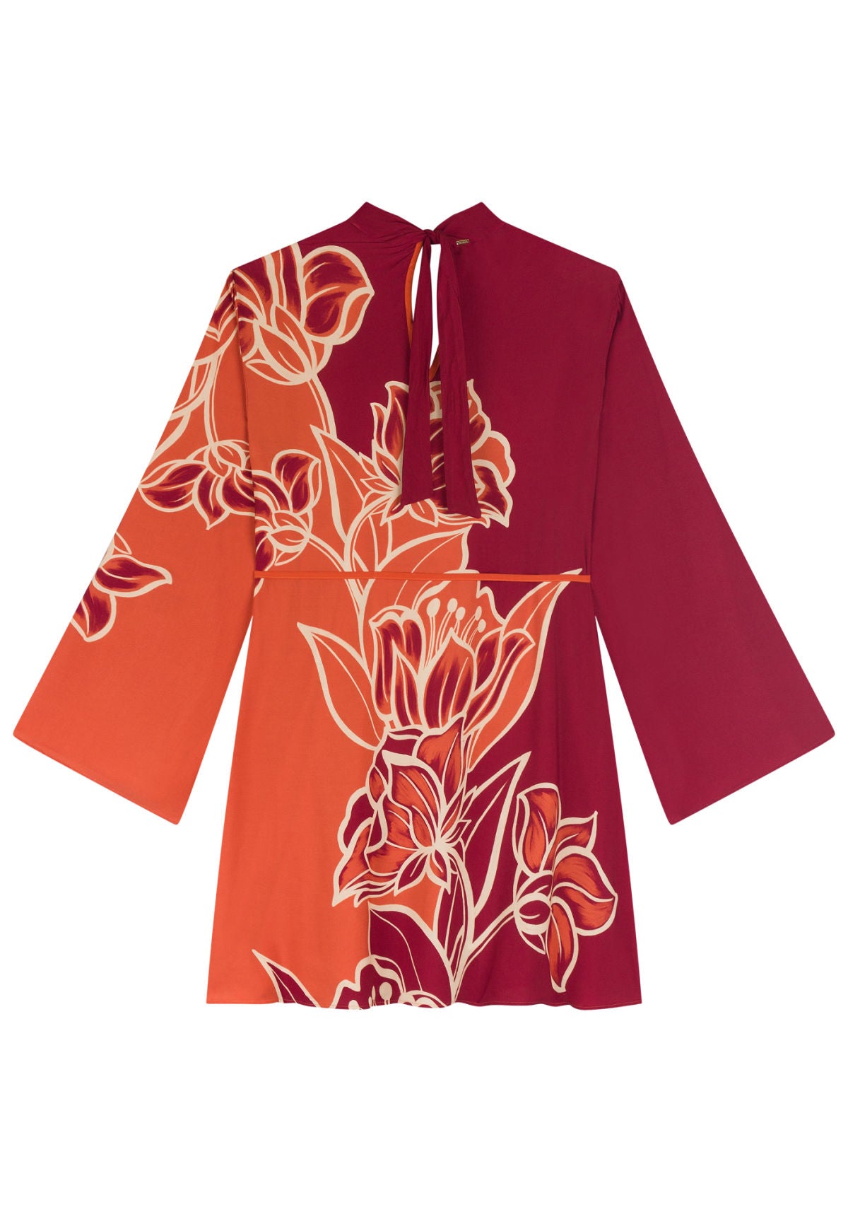 Vestido Curto Estampado Com Mangas Lez A Lez Feminino 7515E