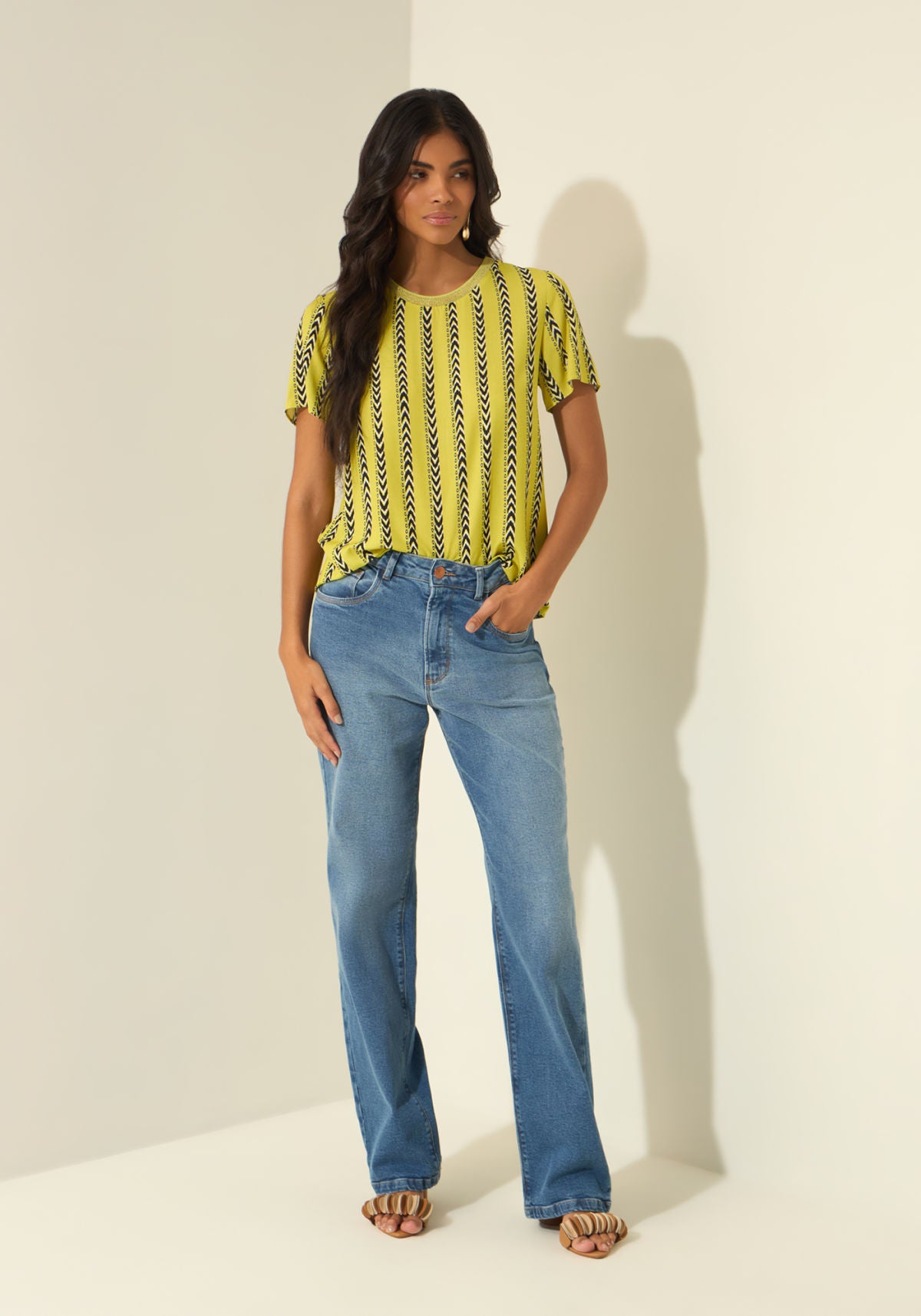 Blusa De Mangas Curtas Estampada Lez A Lez Feminino 3531E