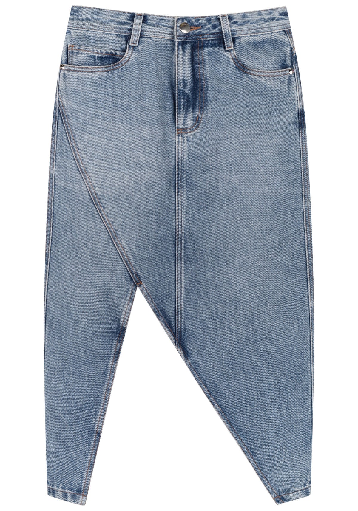 Saia Jeans Midi Com Cintura Alta Lez A Lez Feminino 0852E