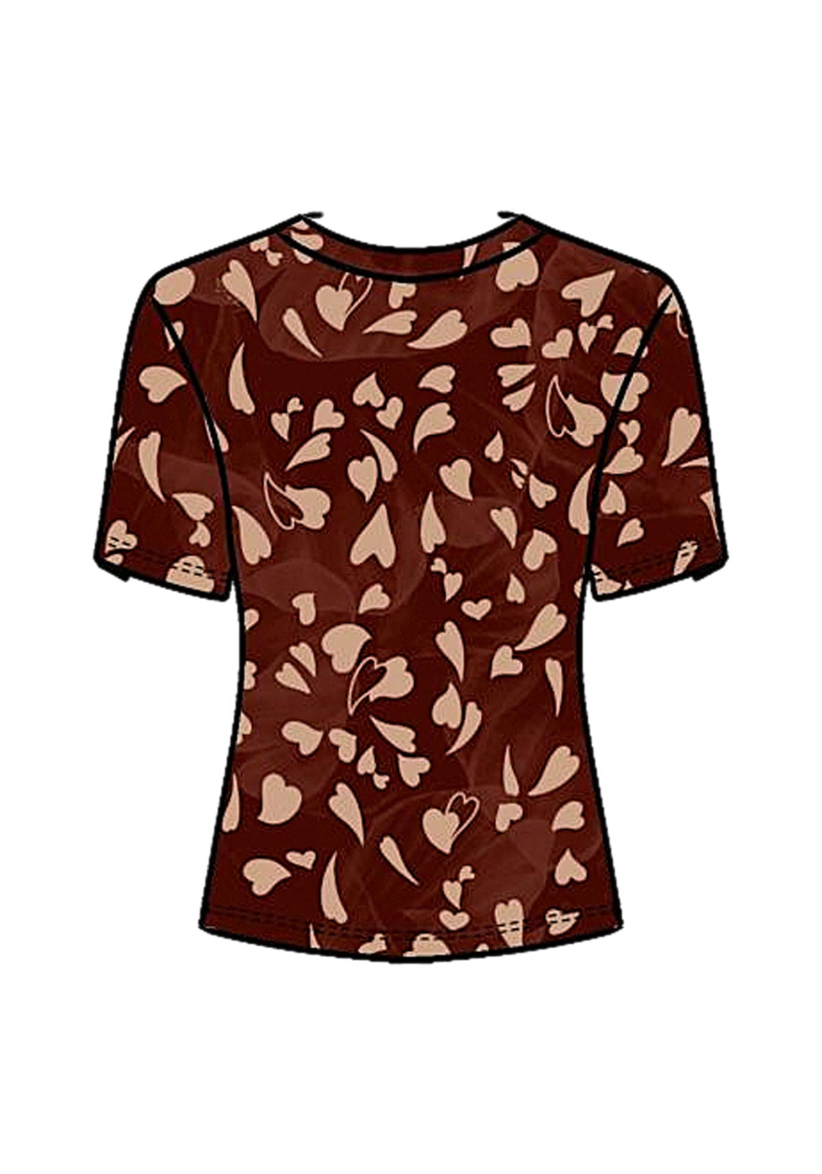 Blusa Estampada De Mangas Curtas Lez A Lez Feminino 9357E