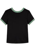 Blusa De Mangas Curtas Em Malha Lez A Lez Feminino 7152E