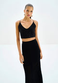 Blusa Cropped em Paetês com Recorte Lez A Lez Feminino 7707L