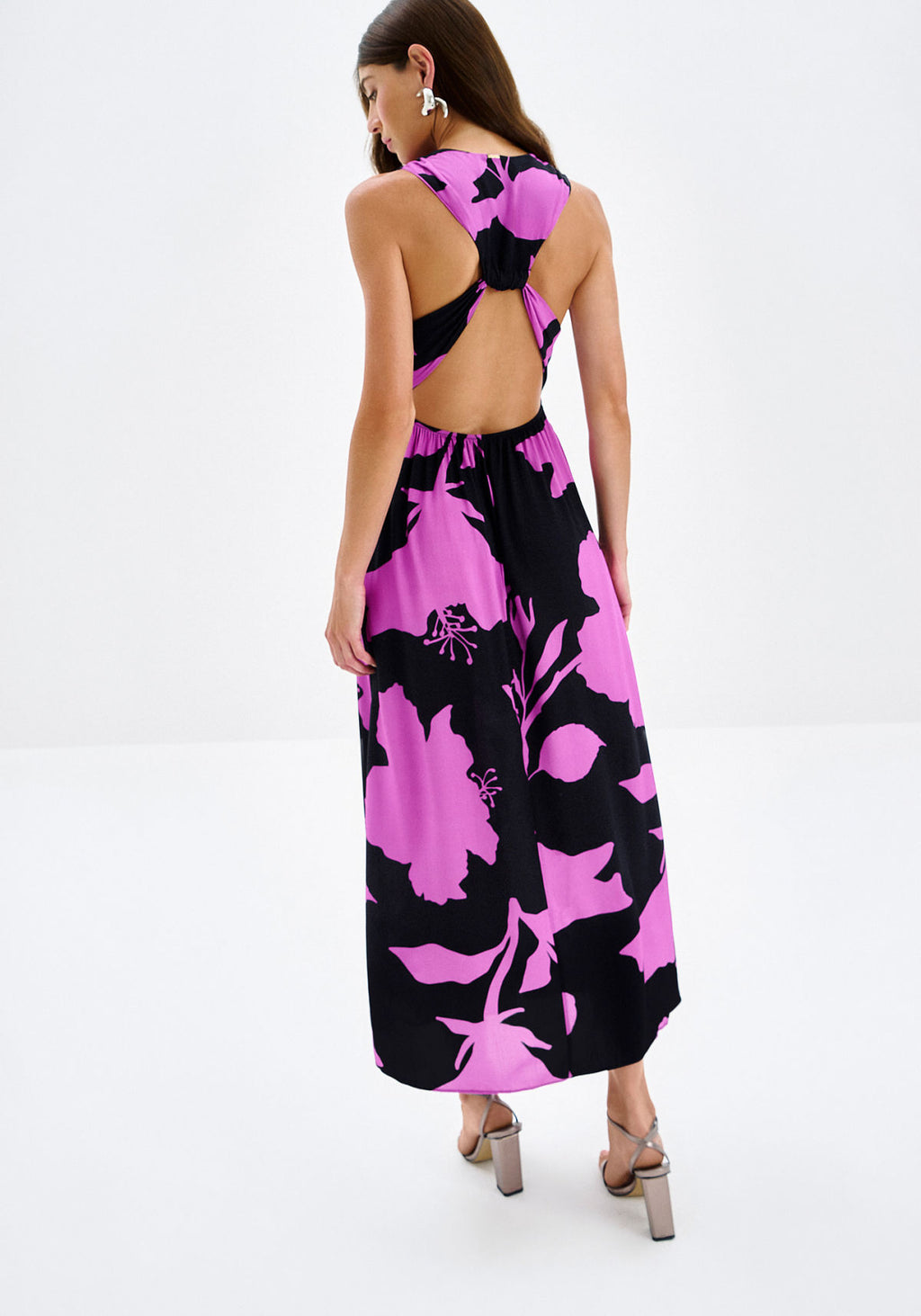 Vestido Midi Estampado com Recorte Lez A Lez Feminino 6909L