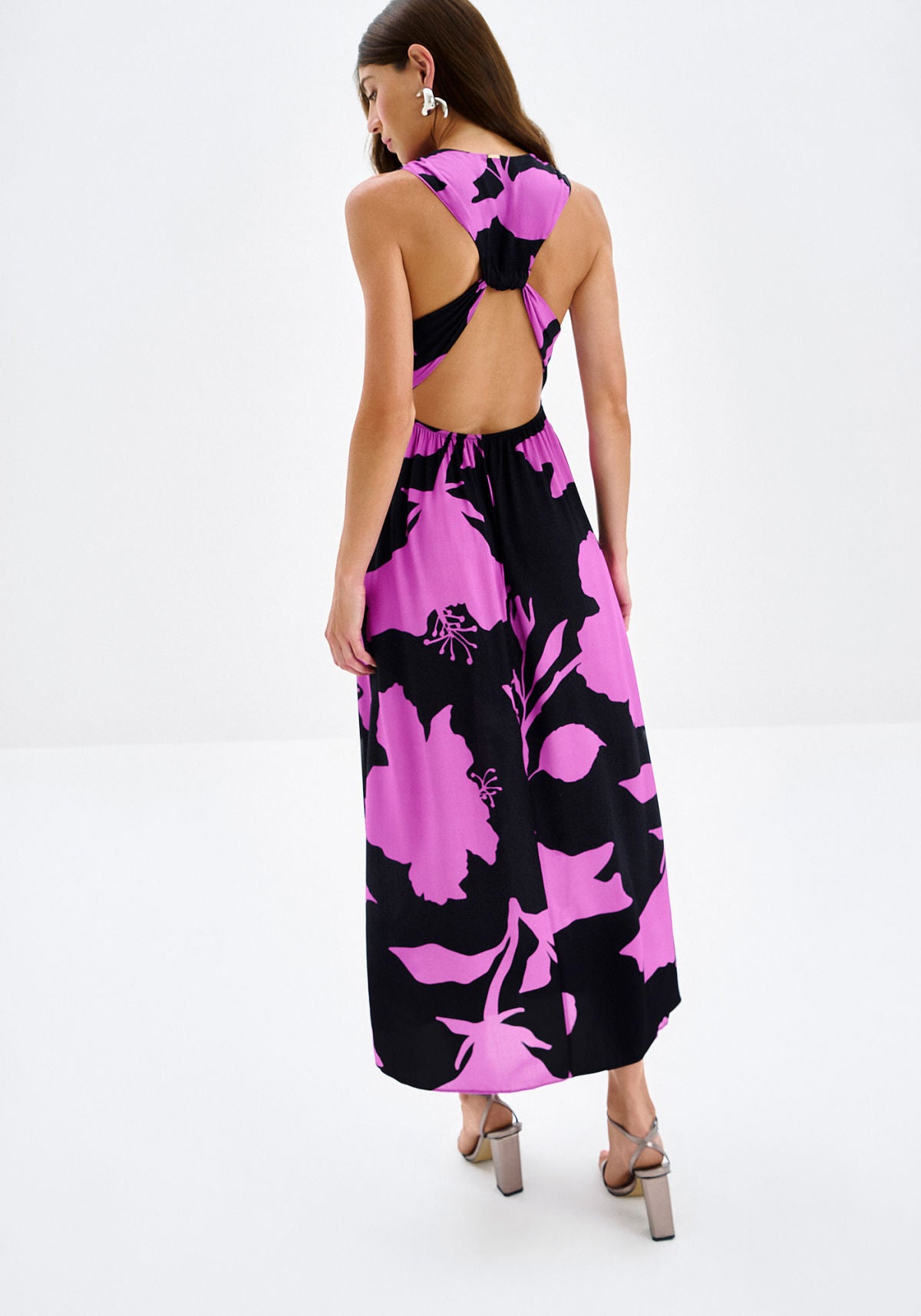 Vestido Midi Estampado com Recorte Lez A Lez Feminino 6909L