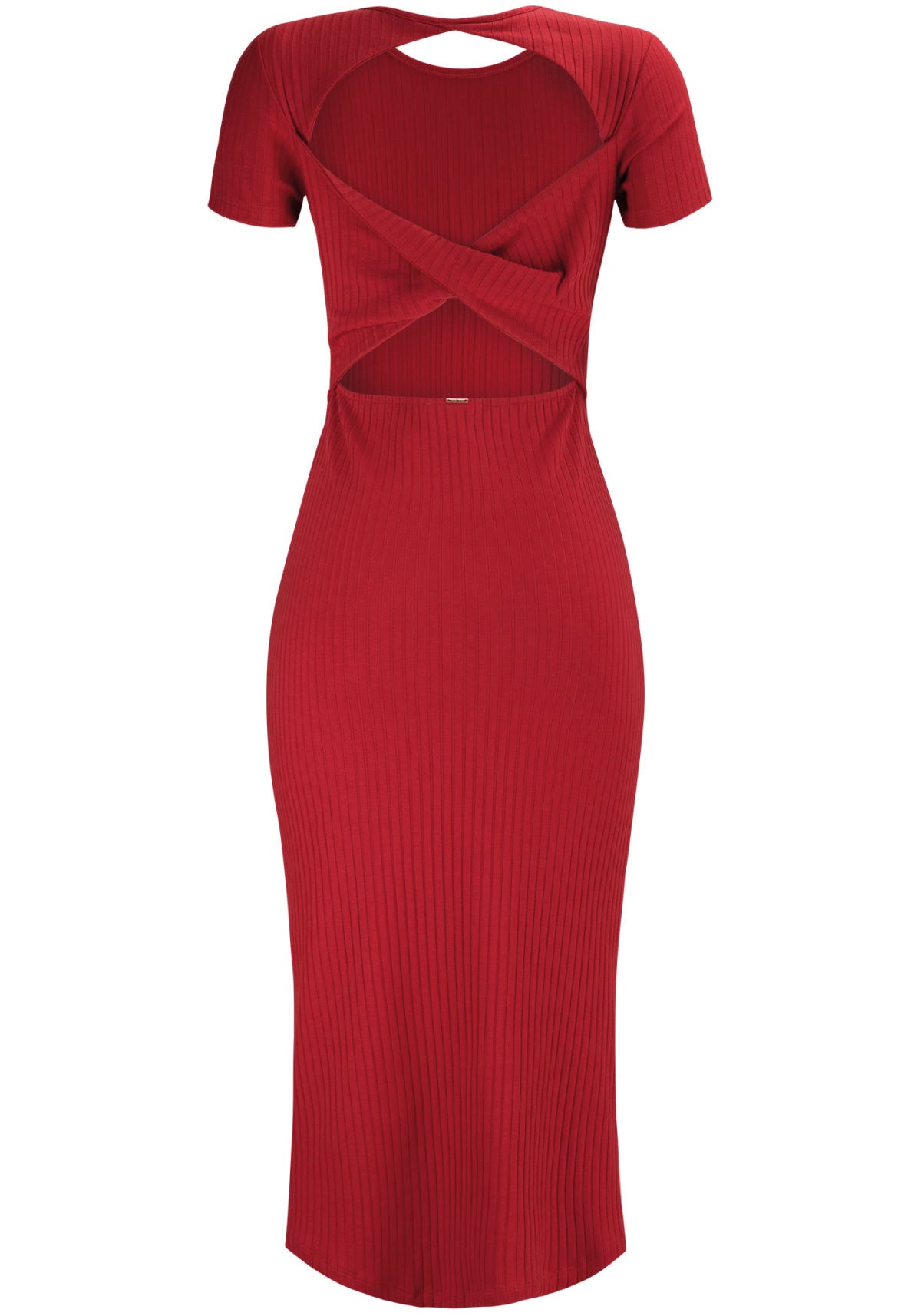 Vestido Midi Canelado com Recorte Lez A Lez Feminino 6901L