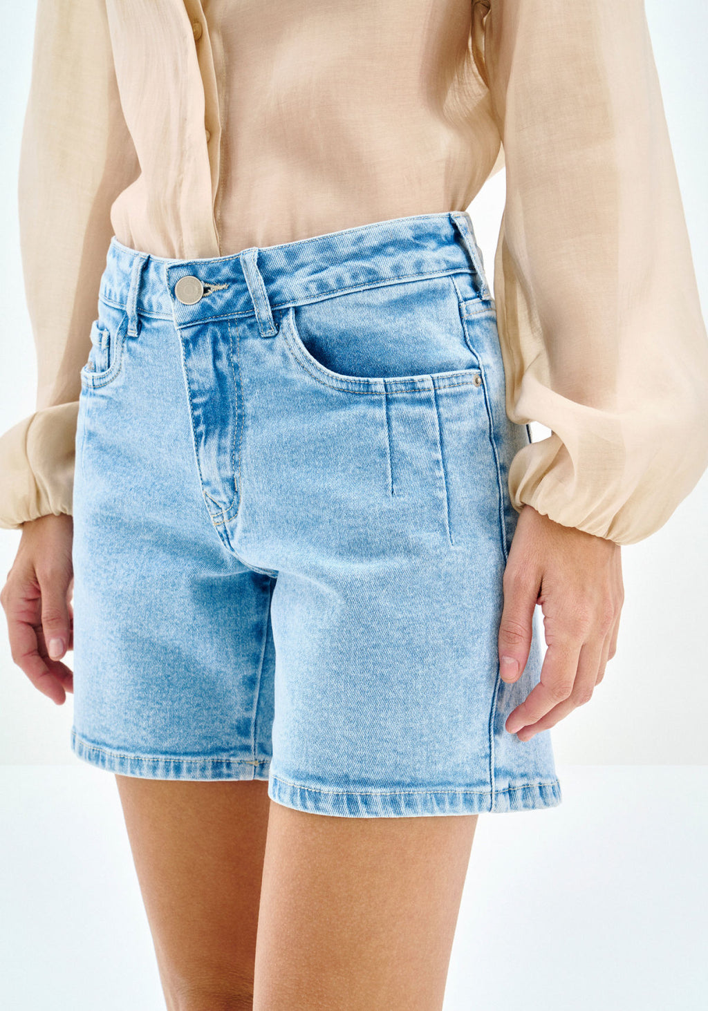Shorts Jeans Justo Cintura Alta Lez A Lez Feminino 9483L