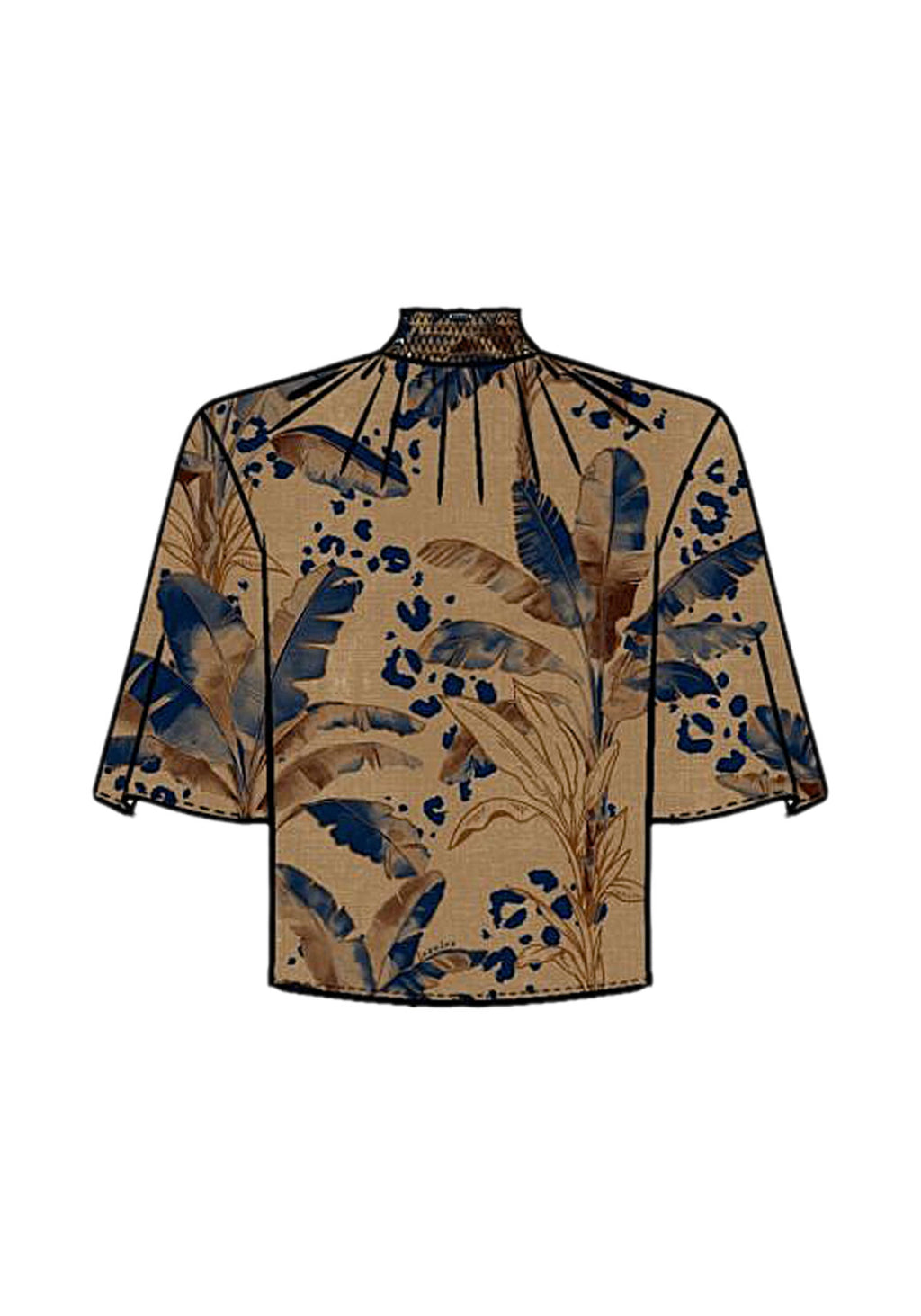 Blusa De Mangas Amplas Com Gola Lez A Lez Feminino 9497E