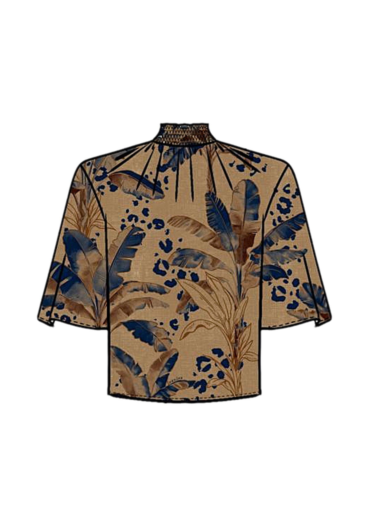 Blusa De Mangas Amplas Com Gola Lez A Lez Feminino 9497E