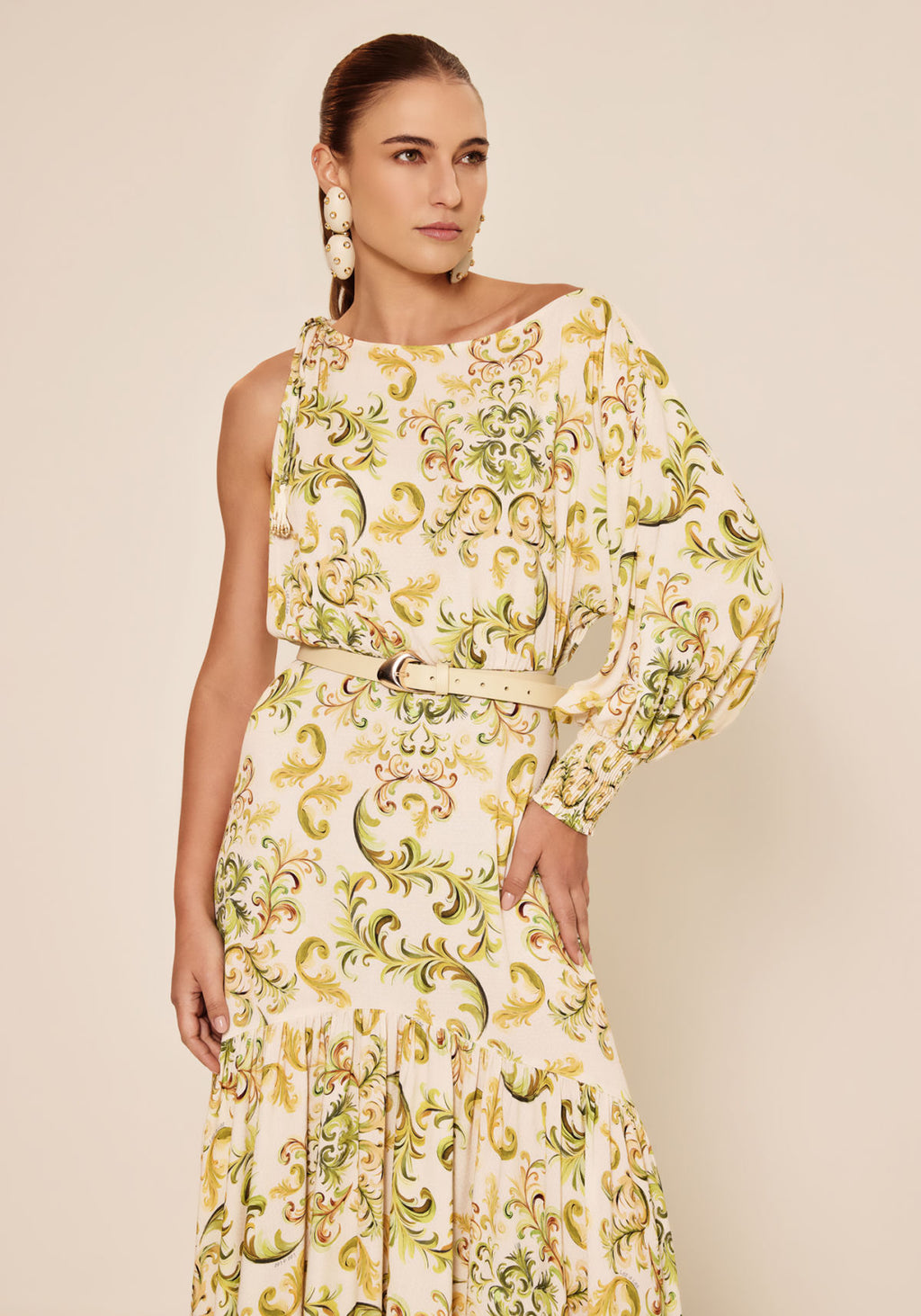 Vestido Longo Com Manga Única Lez A Lez Feminino 7743E