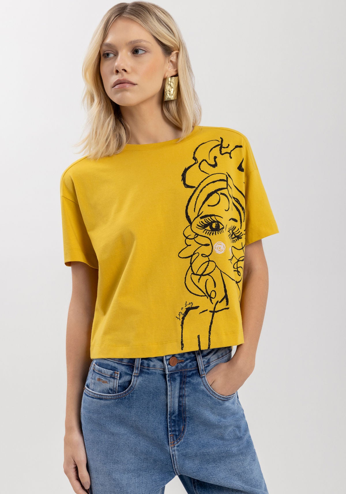 Blusa Manga Curta Estampa Local Lez a Lez Feminino 7199E