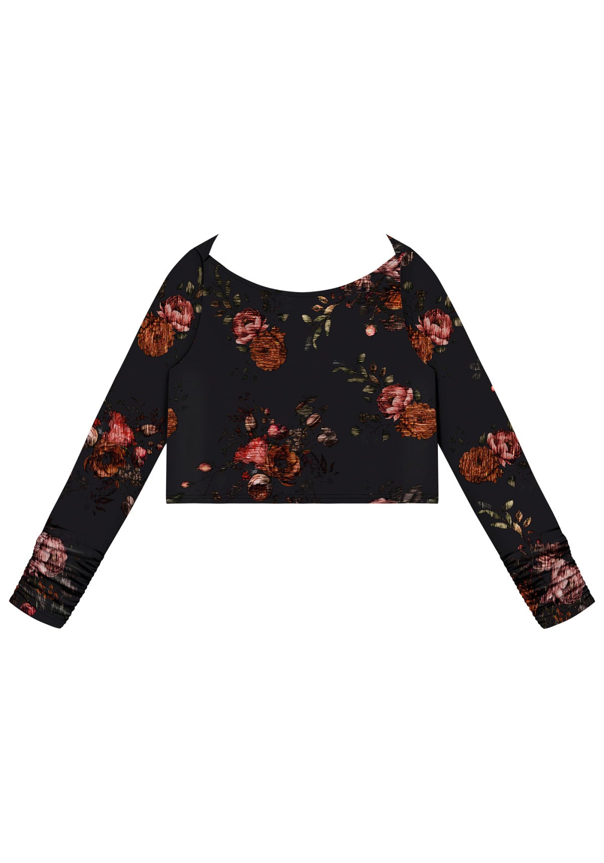 Blusa Manga Longa Cropped Franzido Lez A Lez Feminino 5521L