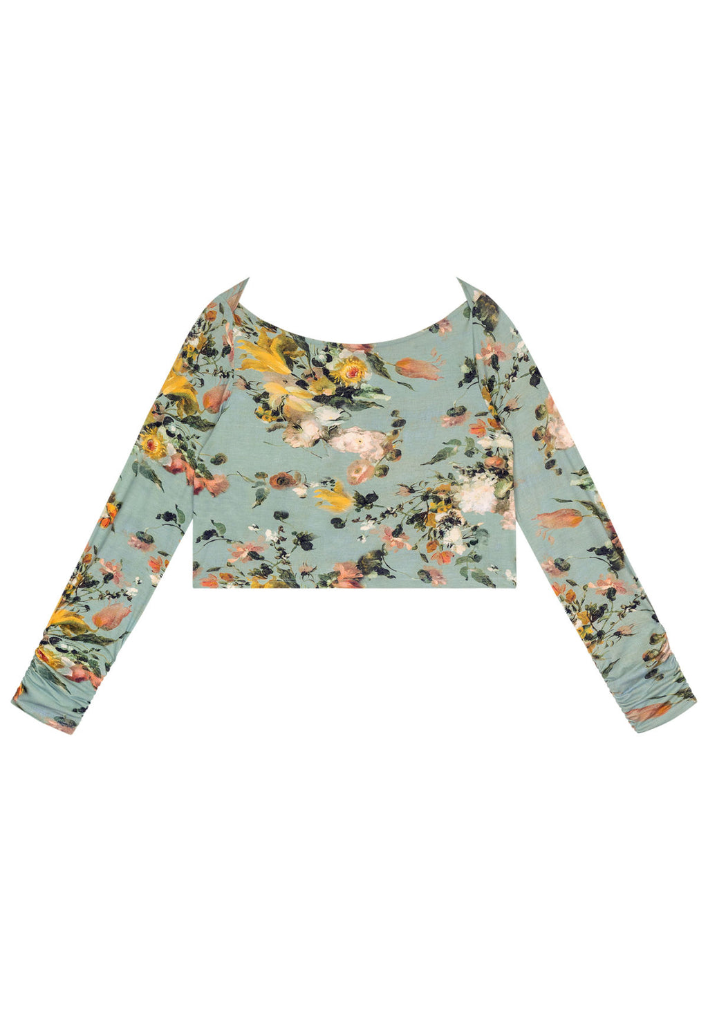 Blusa Manga Longa Cropped Franzido Lez A Lez Feminino 5521L