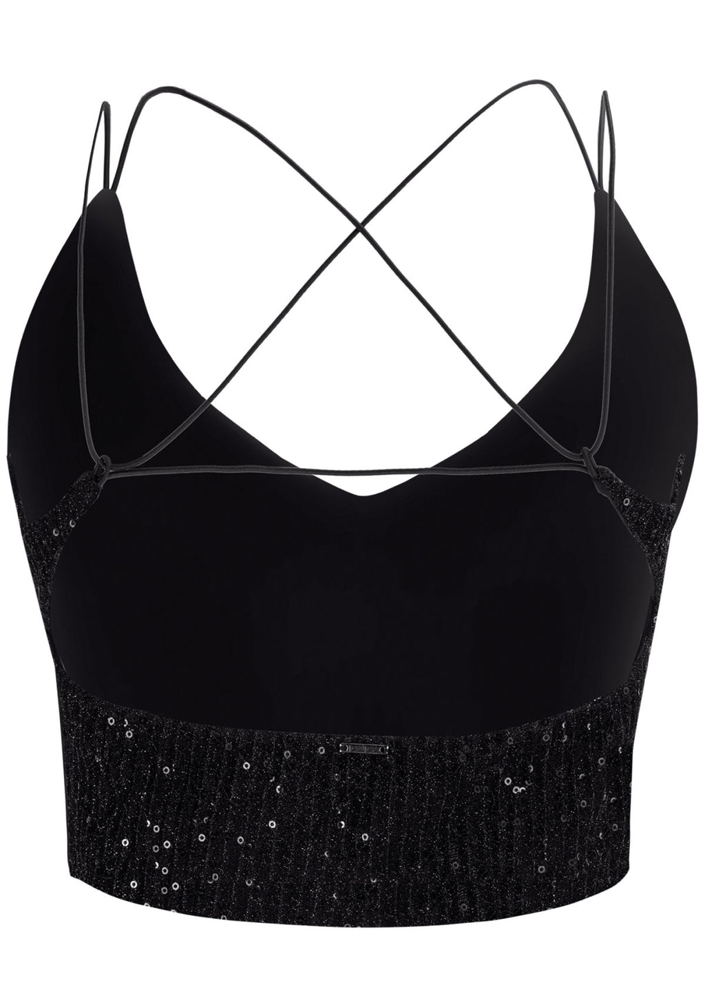 Blusa Cropped em Paetês com Recorte Lez A Lez Feminino 7707L