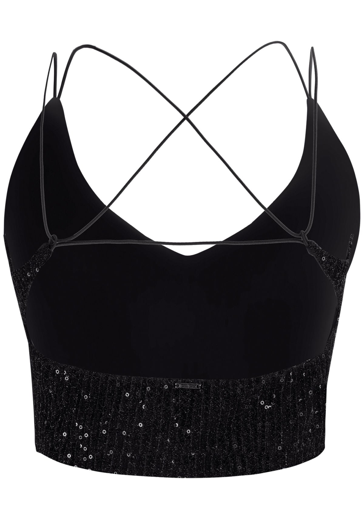 Blusa Cropped em Paetês com Recorte Lez A Lez Feminino 7707L