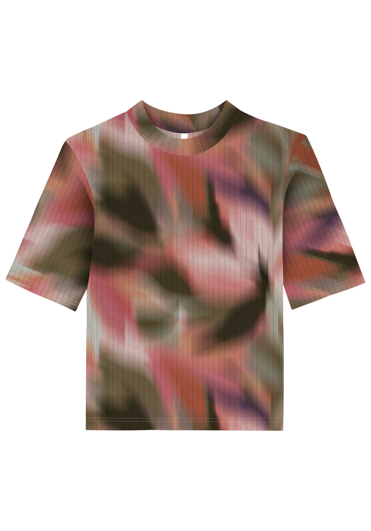 Blusa Canelada Estampada com Gola Lez A Lez Feminino 6709L