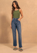 Calça Mom Jeans Com Cintura Alta E Abertura Nas Barras