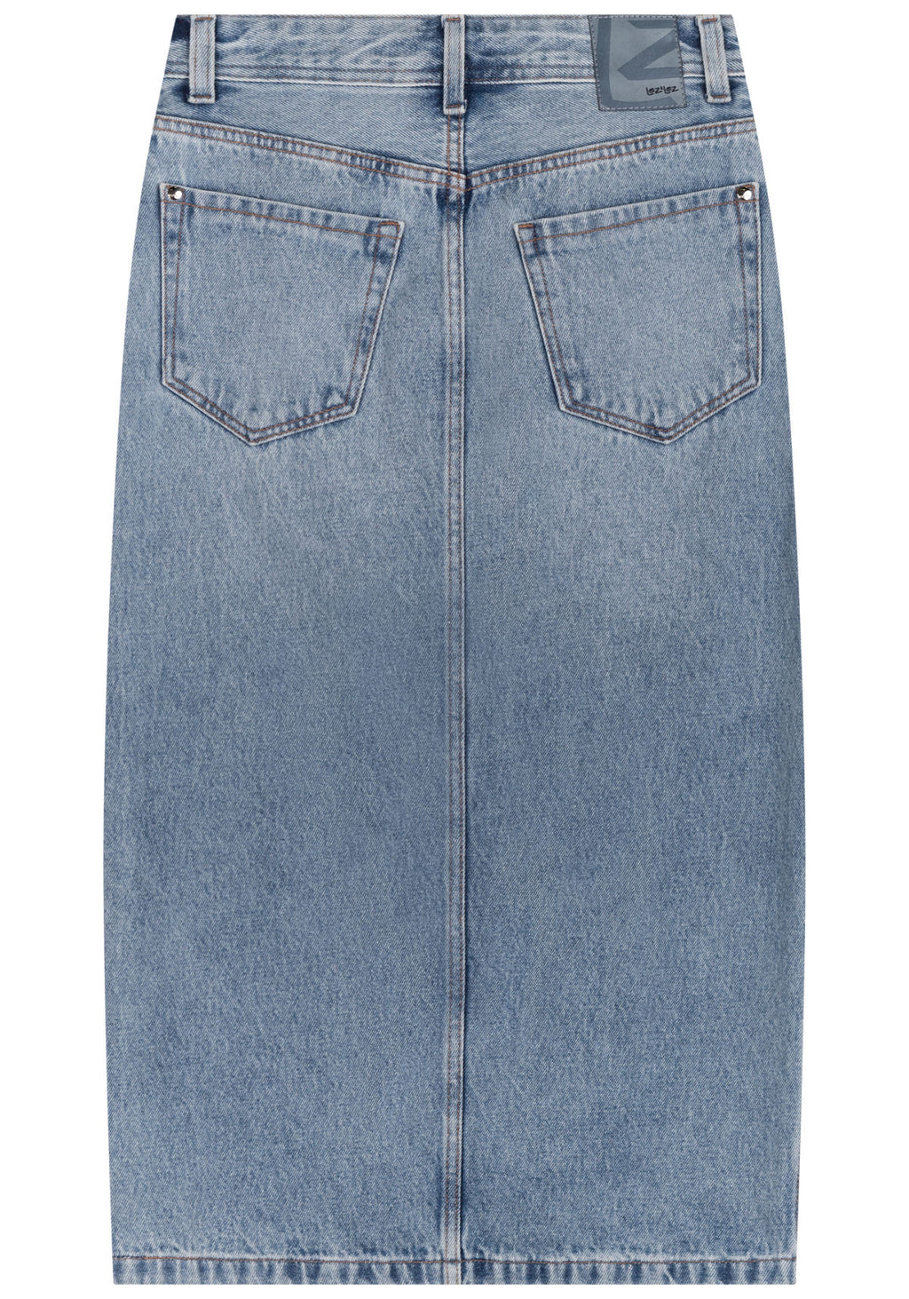 Saia Jeans Midi Com Cintura Alta Lez A Lez Feminino 0852E
