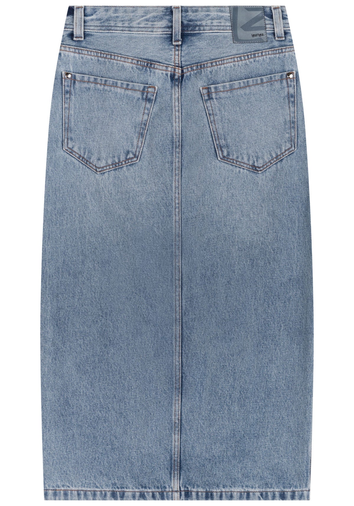 Saia Jeans Midi Com Cintura Alta Lez A Lez Feminino 0852E