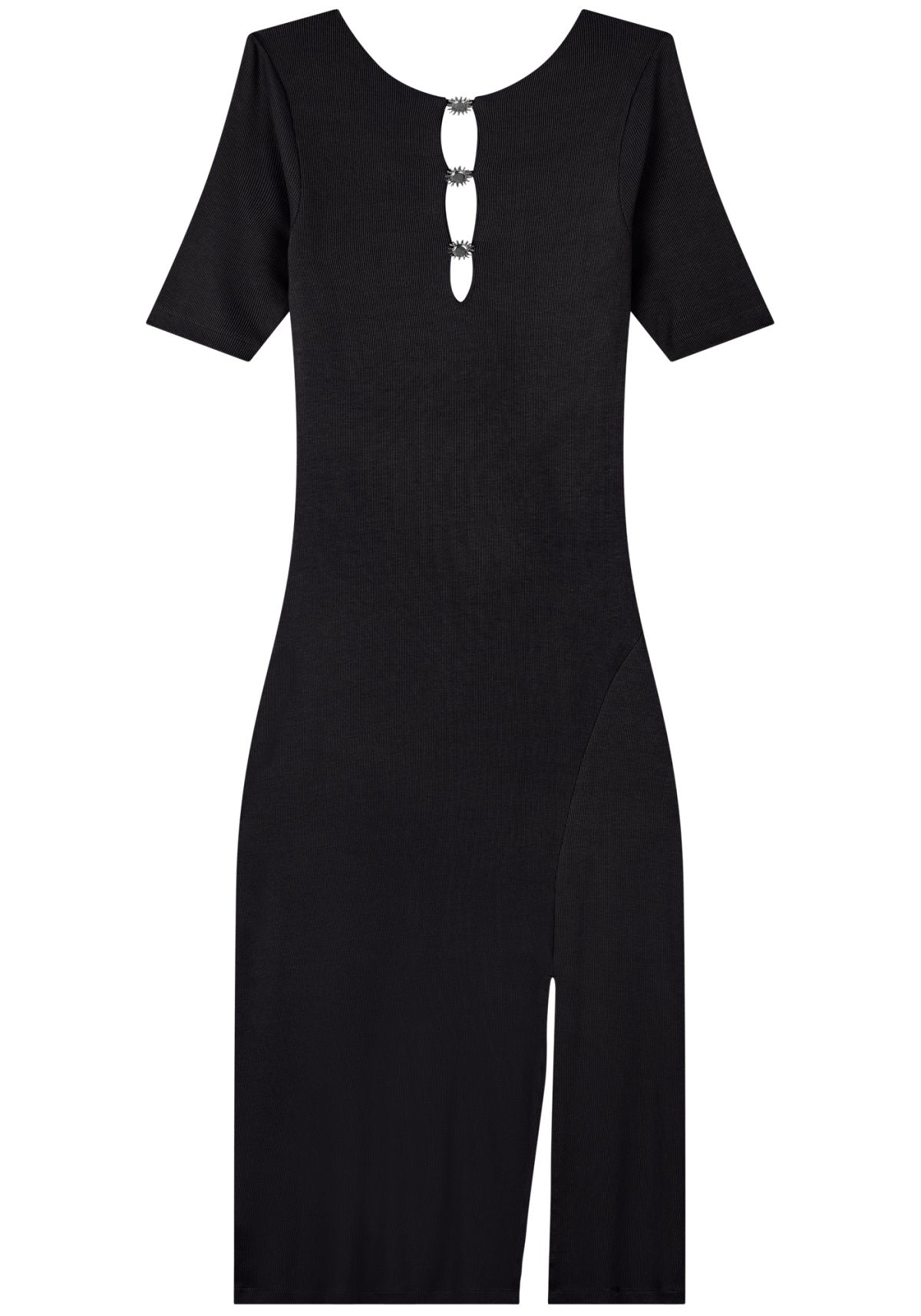 Vestido Canelado Chá De Manga Curta Lez A Lez Feminino 5331E