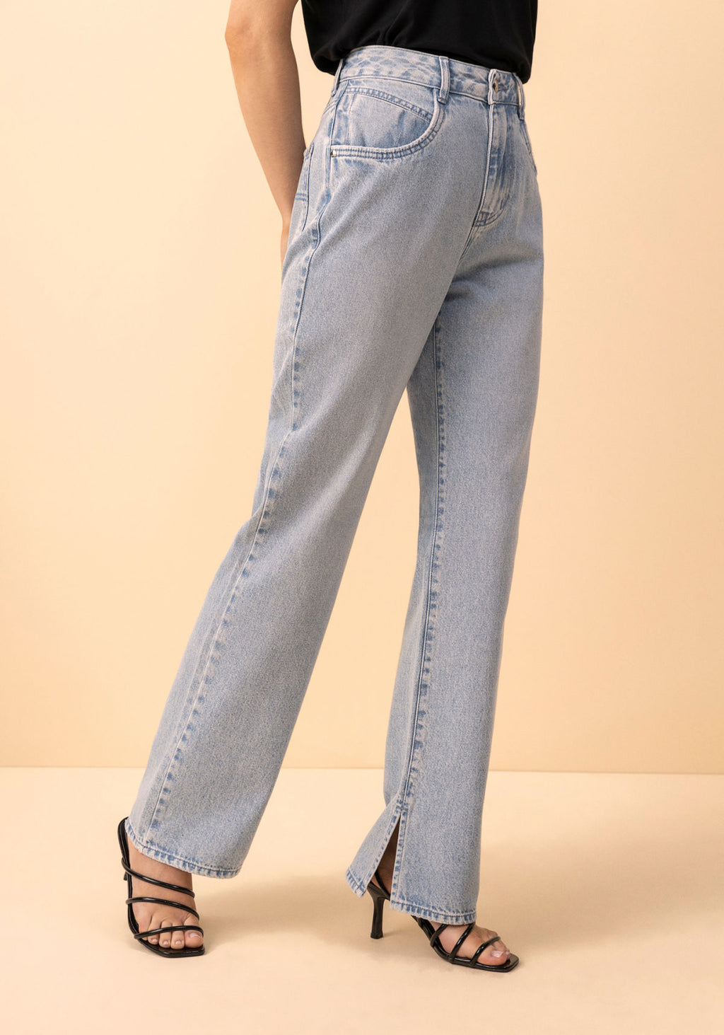 Calça Jeans Reta De Cintura Alta Lez A Lez Feminino 2280E