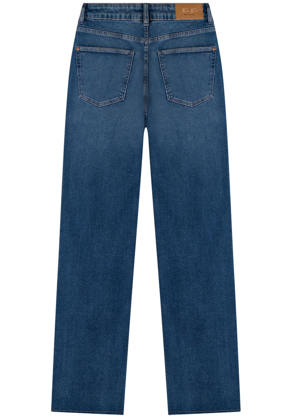 Calça Jeans Reta Com Cintura Alta E Barras A Fio