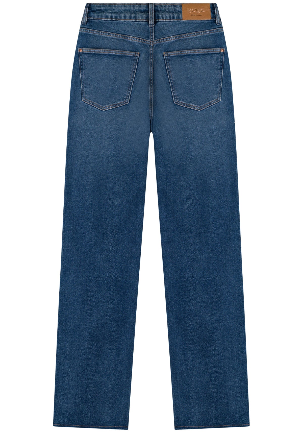 Calça Jeans Reta Com Cintura Alta E Barras A Fio