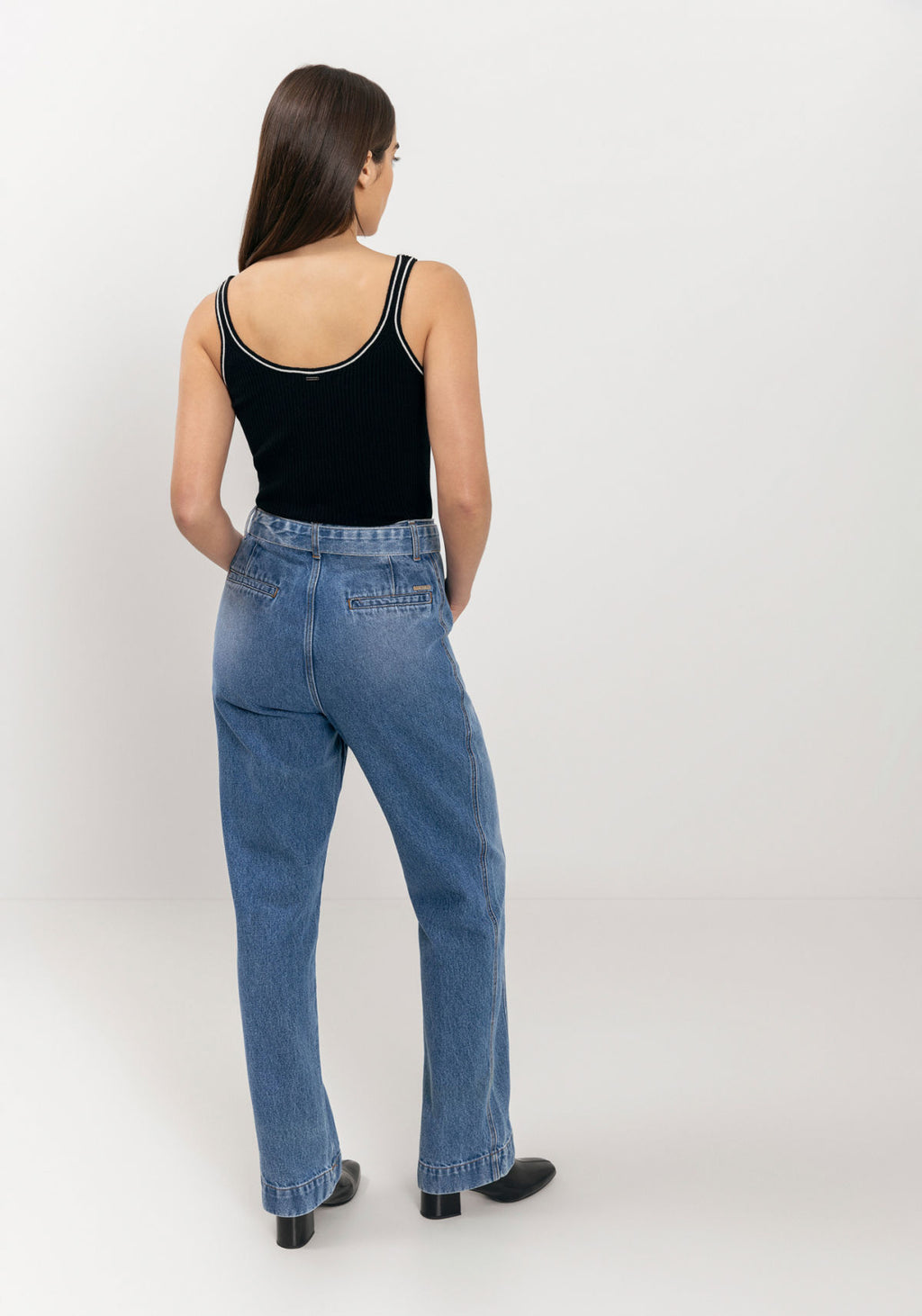 Calça Reta Jeans Com Cinto Lez A Lez Feminino 1541E