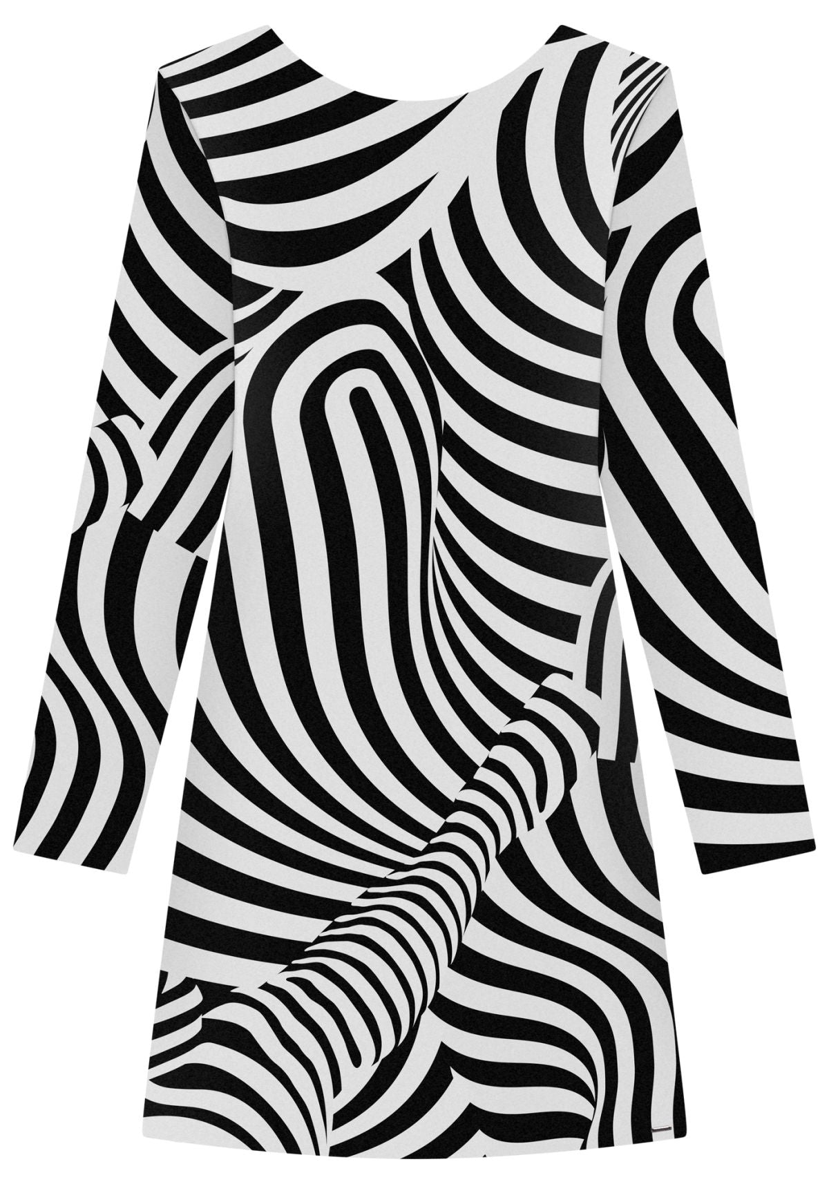Vestido Curto Estampado De Mangas Lez A Lez Feminino 7551E