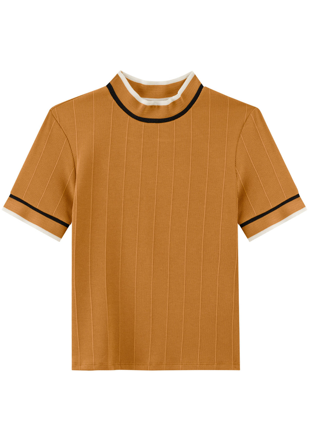 Blusa Canelada De Mangas Curtas Lez A Lez Feminino 8002E