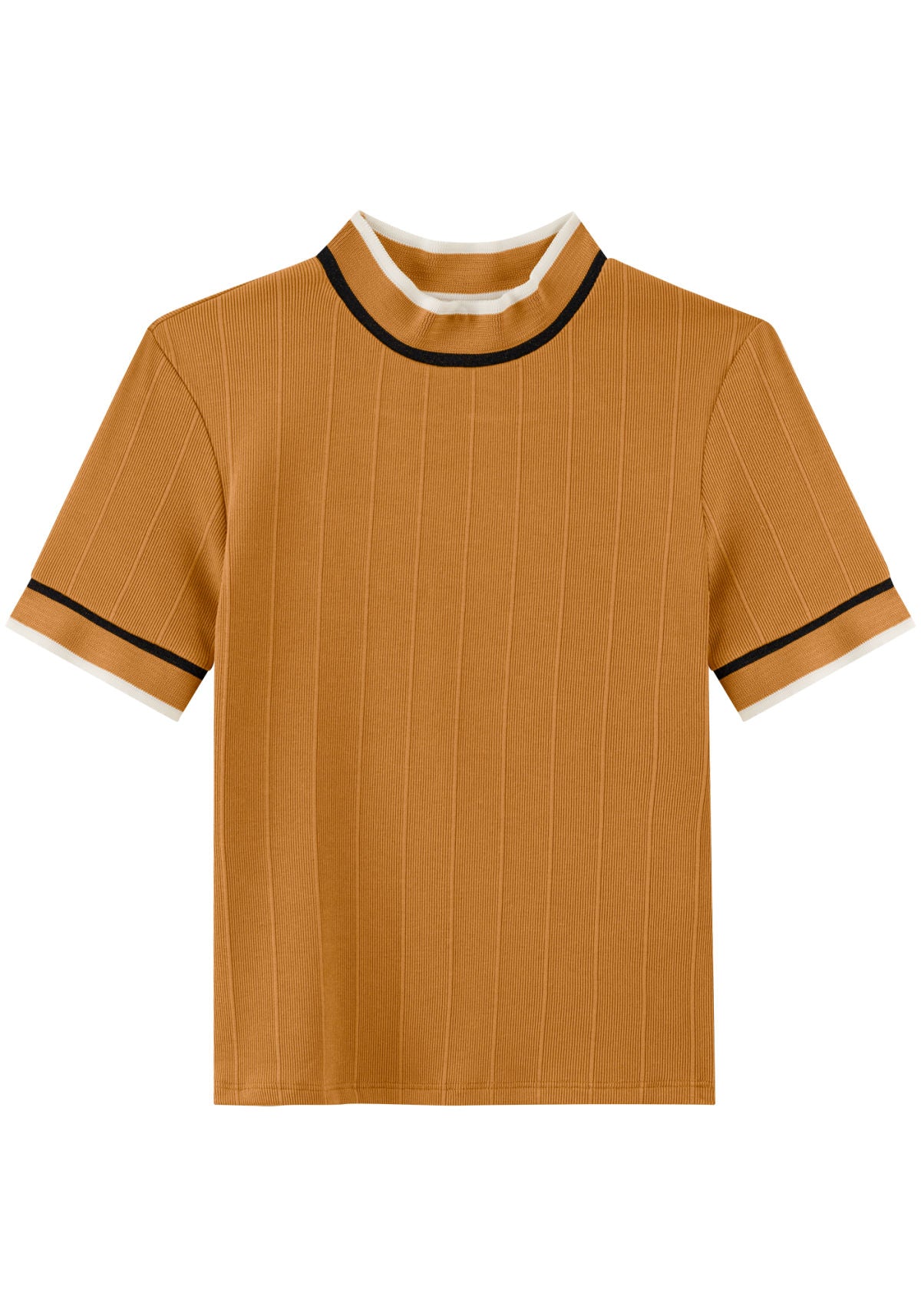 Blusa Canelada De Mangas Curtas Lez A Lez Feminino 8002E
