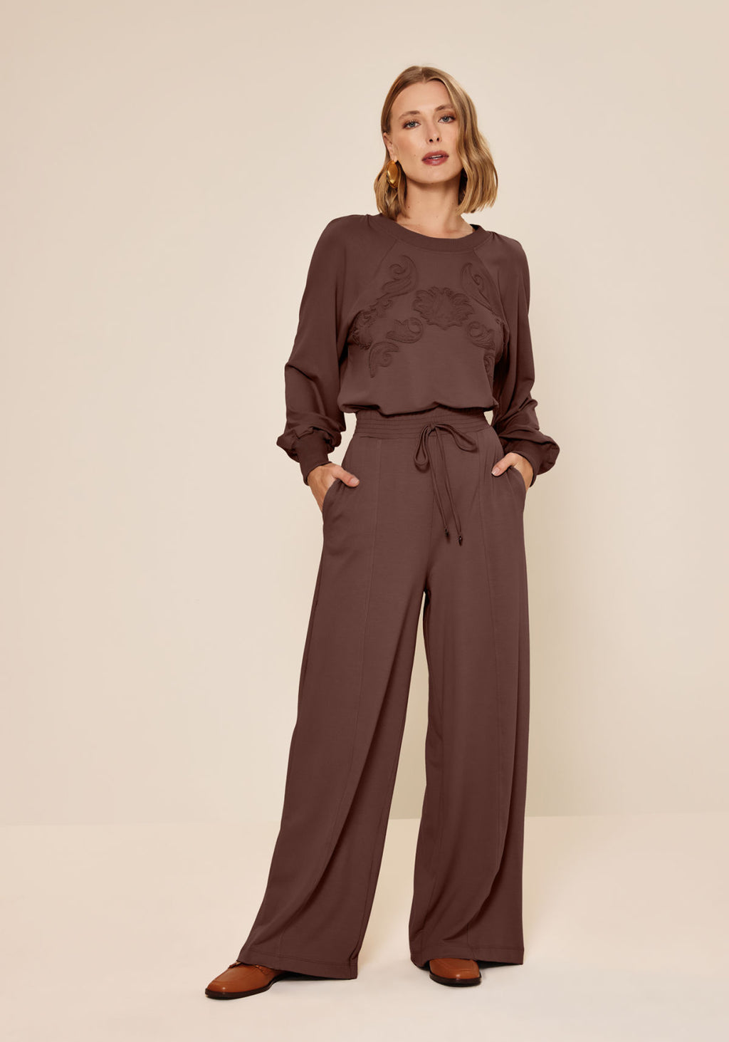 Calça Pantalona Cintura Alta Moletom Lez A Lez Feminino 7478