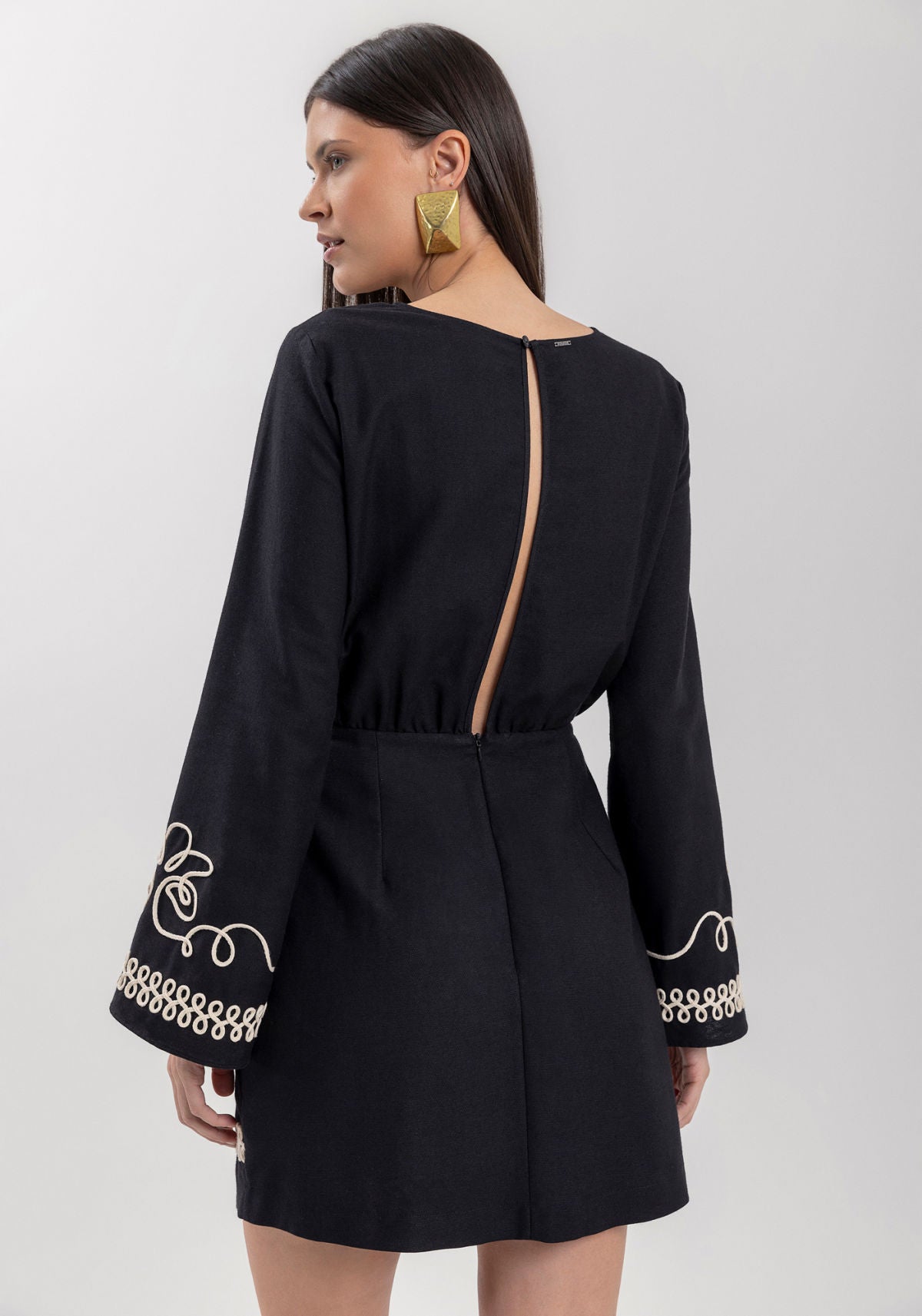 Vestido Curto De Mangas Longas Lez A Lez Feminino 7516E