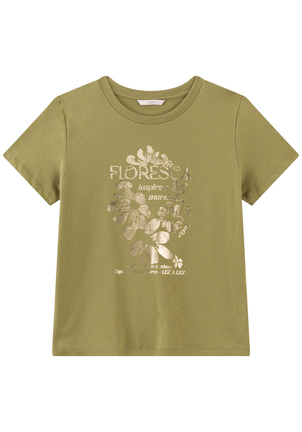T-shirt Mangas Curtas Com Estampa Lez a Lez Feminino 7333E