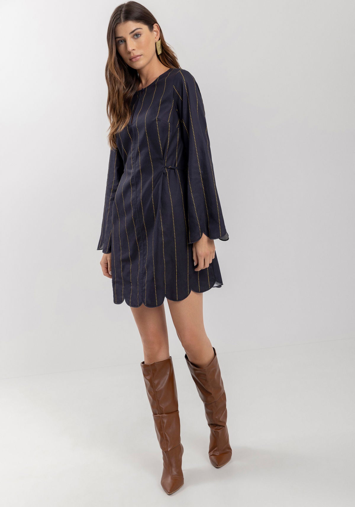 Vestido De Mangas longas Estampado Lez A Lez Feminino 7514E