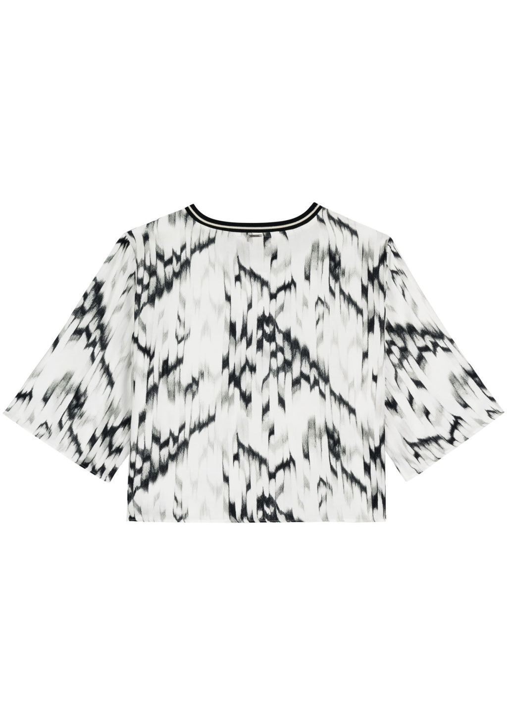 Blusa Curta Estampada Com Mangas Lez A Lez Feminino 7139E