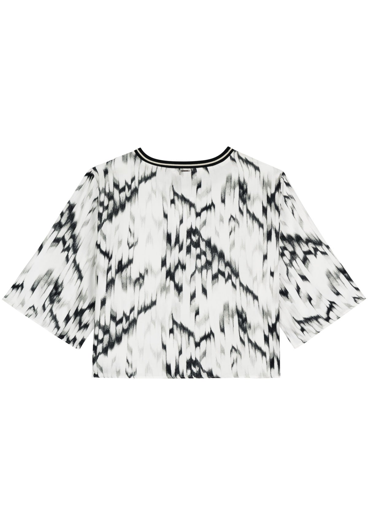 Blusa Curta Estampada Com Mangas Lez A Lez Feminino 7139E