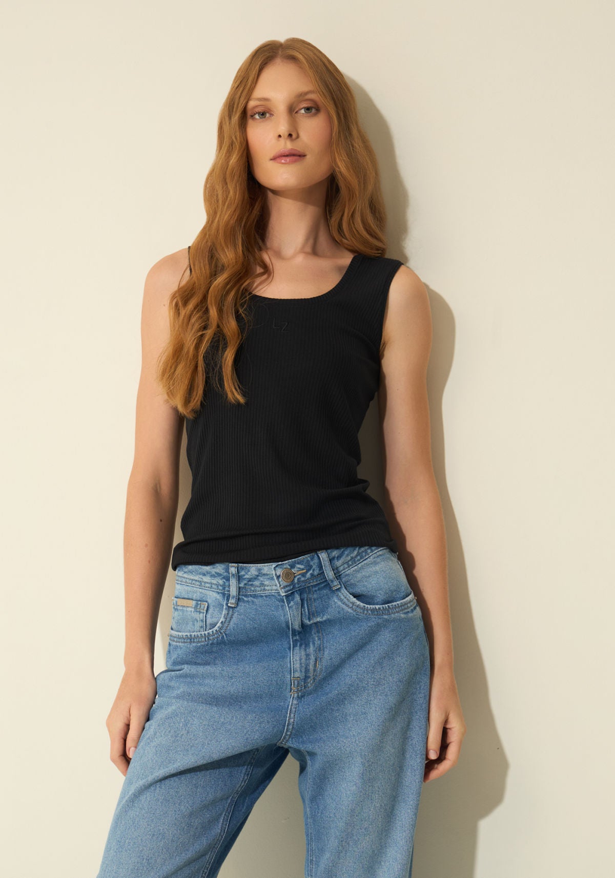 Blusa Regata Básica Com Bordado Lez A Lez Feminino 5071E