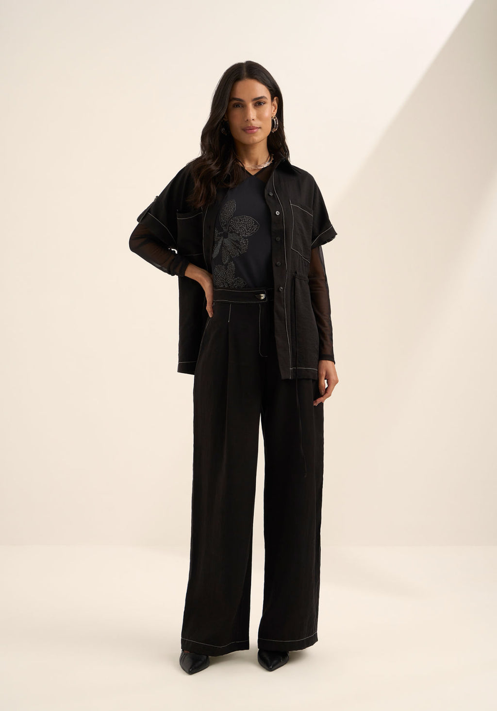 Calça Pantalona De Cintura Alta Lez A Lez Feminino 9566E