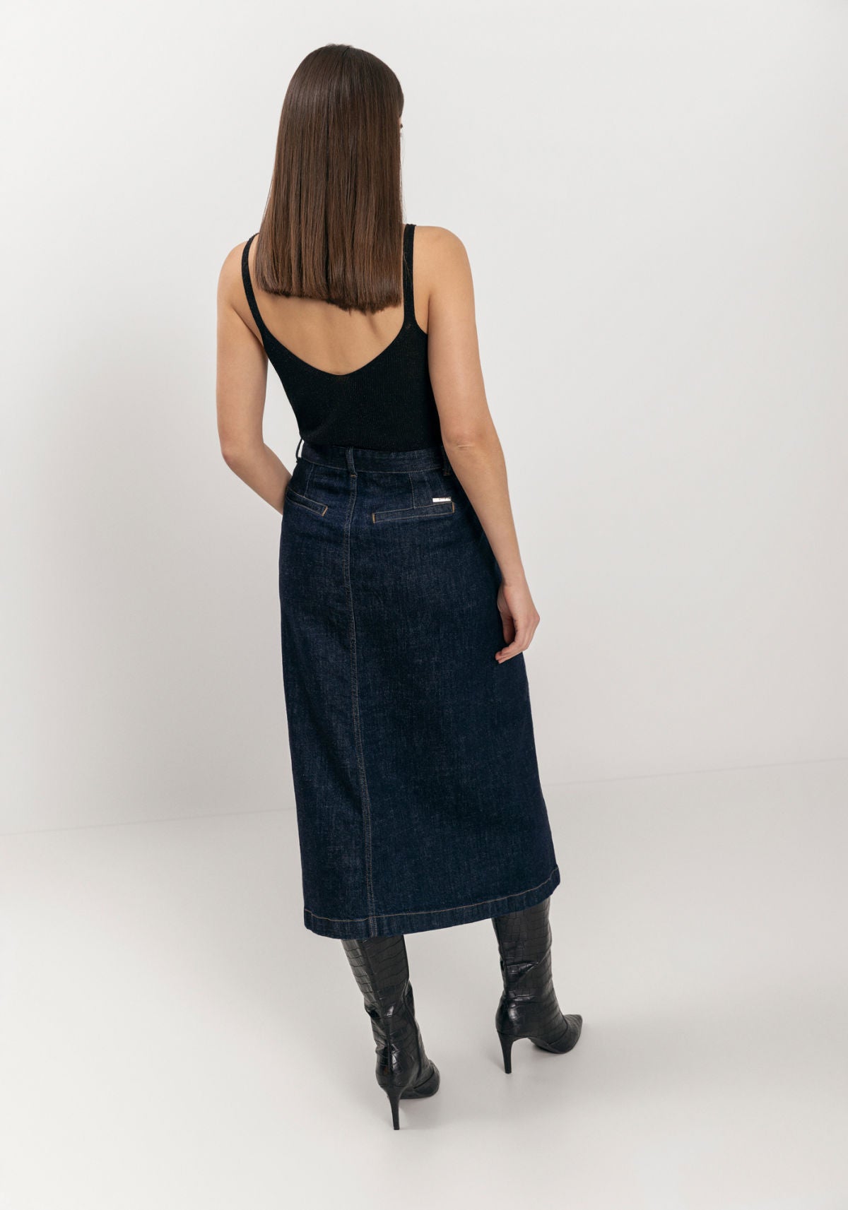 Saia Jeans Chá Com Cintura Alta Lez A Lez Feminino 1585E