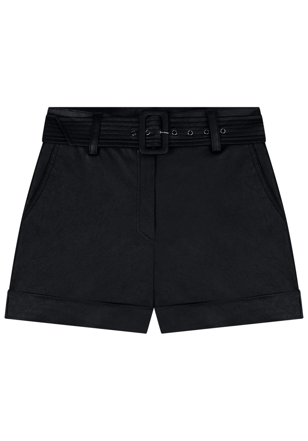 Shorts Cintura Alta em PU com Cinto Lez A Lez Feminino 6673L