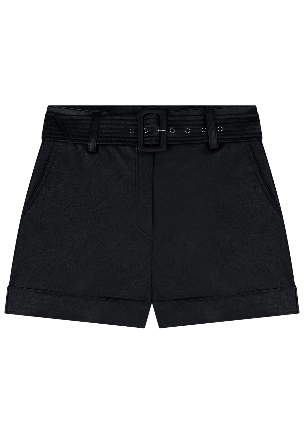 Shorts Cintura Alta em PU com Cinto Lez A Lez Feminino 6673L