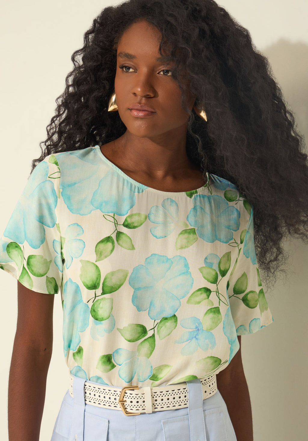Blusa Estampada Com Mangas Curtas Lez A Lez Feminino 3530E