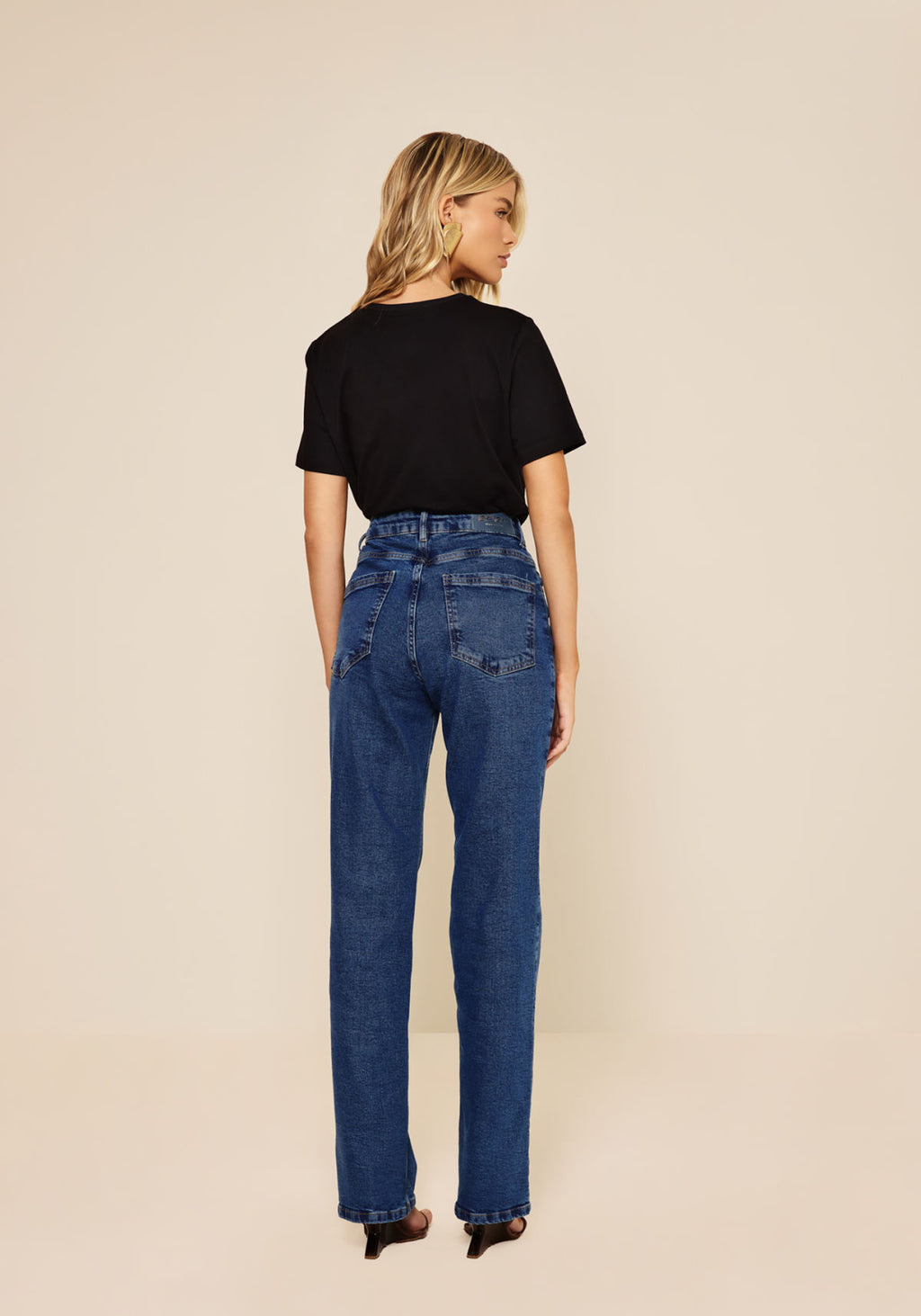 Calça Reta Jeans De Cintura Alta Lez A Lez Feminino 0941E