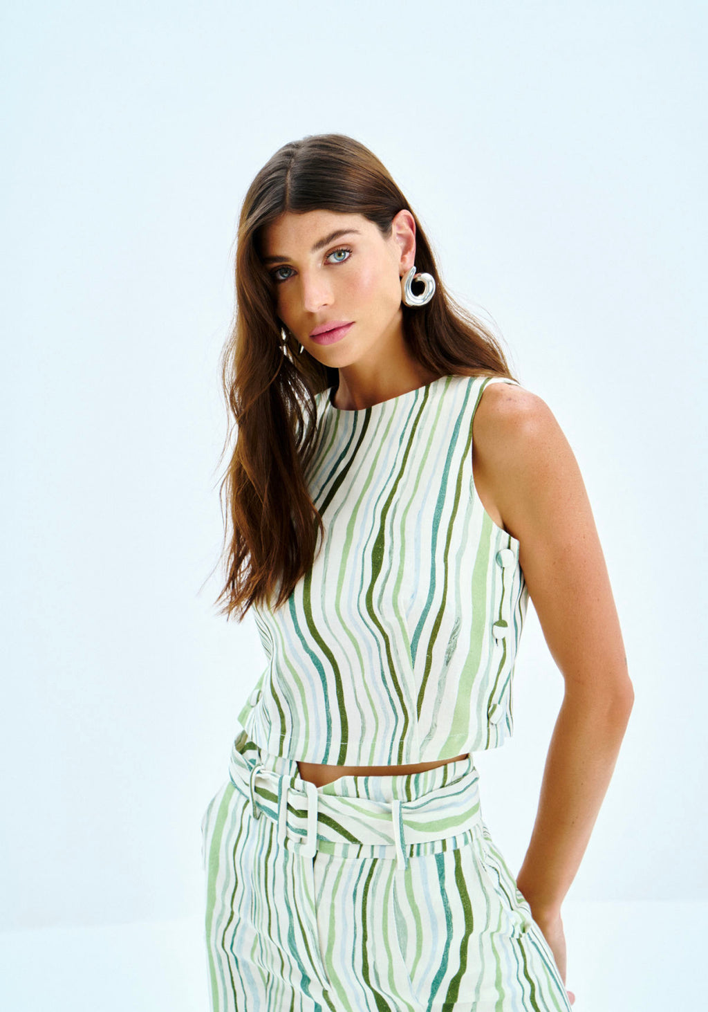 Regata Cropped em Linho Estampada Lez A Lez Feminino 7836L