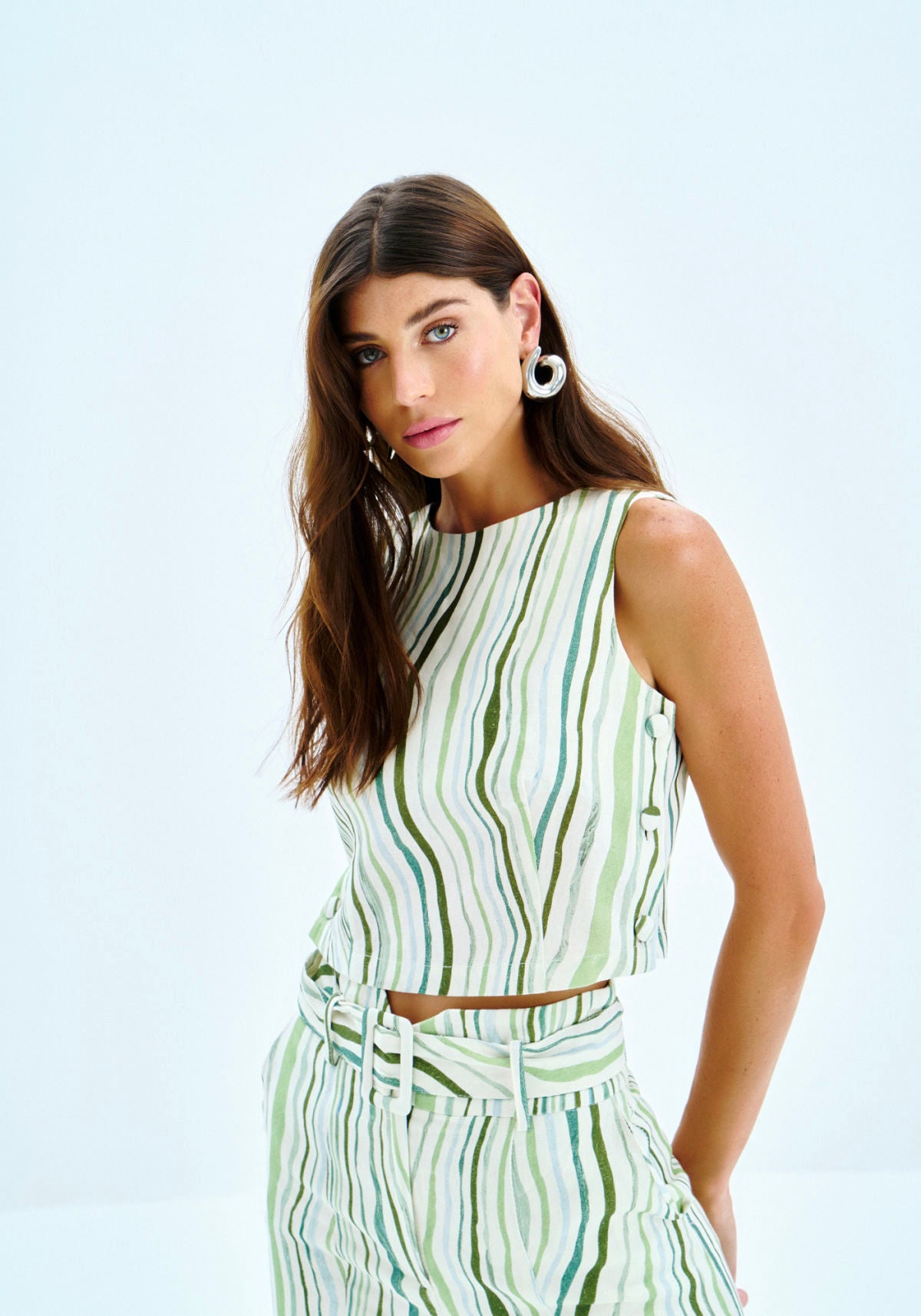 Regata Cropped em Linho Estampada Lez A Lez Feminino 7836L
