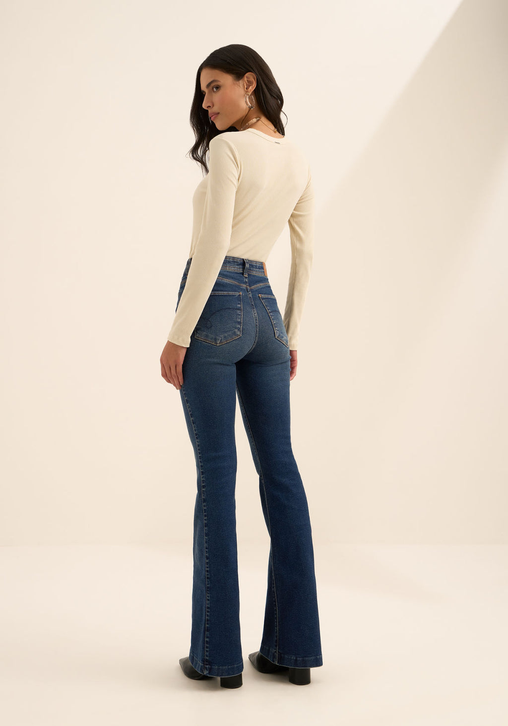 Calça Jeans Flare Com Elastano Lez A Lez Feminino 1639E