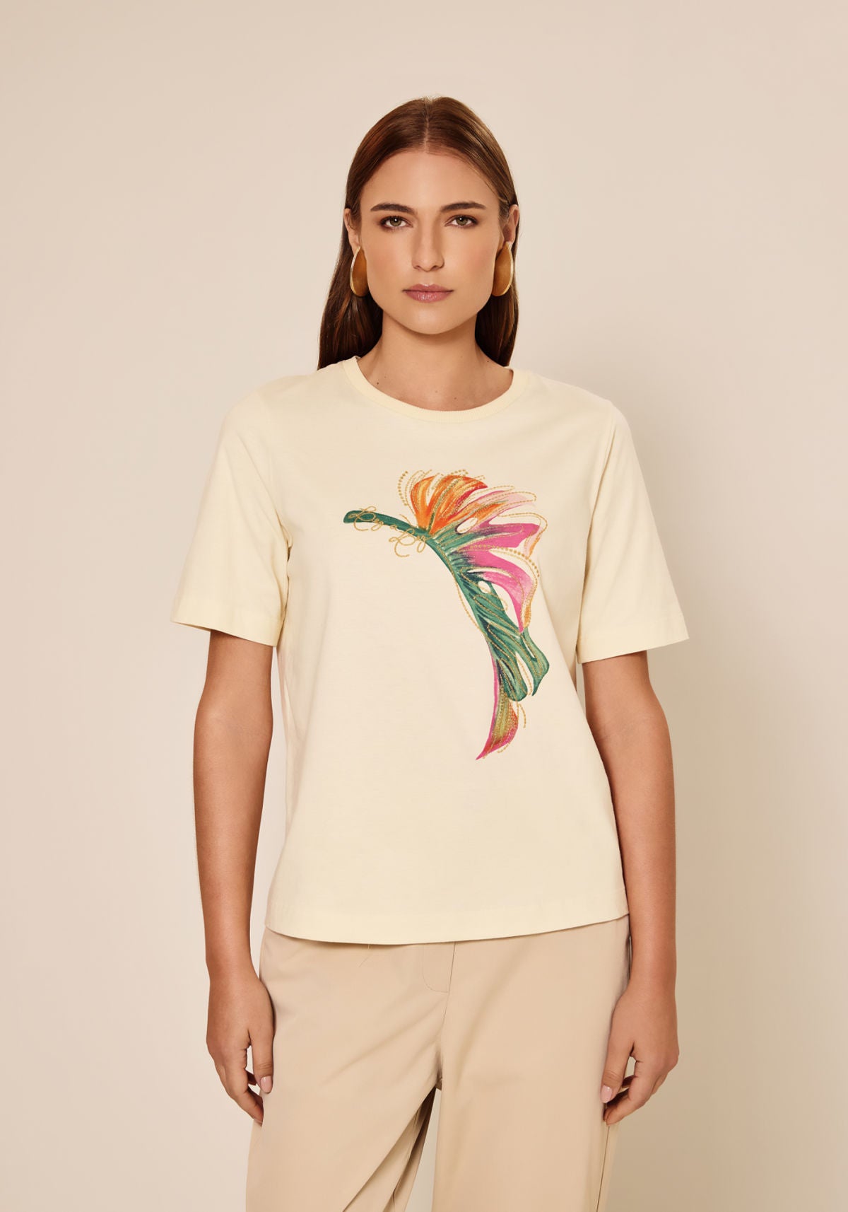 T-shirt Estampada Com Mangas Curtas Lez a Lez Feminino 7758E