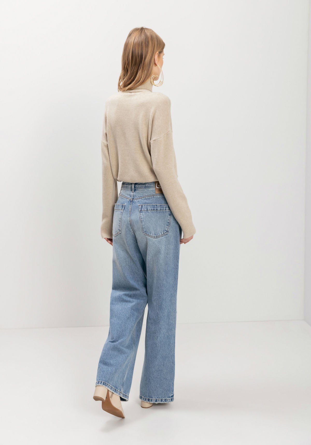 Calça Wide Leg Jeans Com Cintura Lez A Lez Feminino 1548E